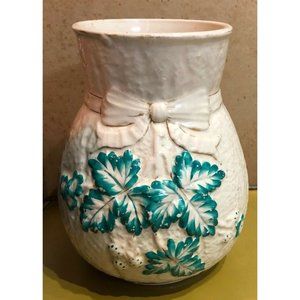 ANTIQUE AVALON FAIENCE MAJOLICA BLACKBERRY PATTERN LARGE VASE